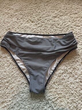 Shein Striped by Black & White Bikini Bottom Plus Size